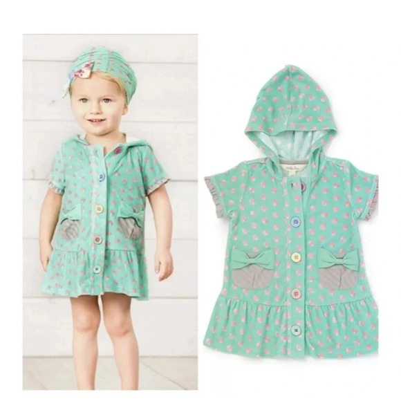 Matilda Jane Size 6-12 months Aqua polka dot swim coverup - Picture 1 of 5